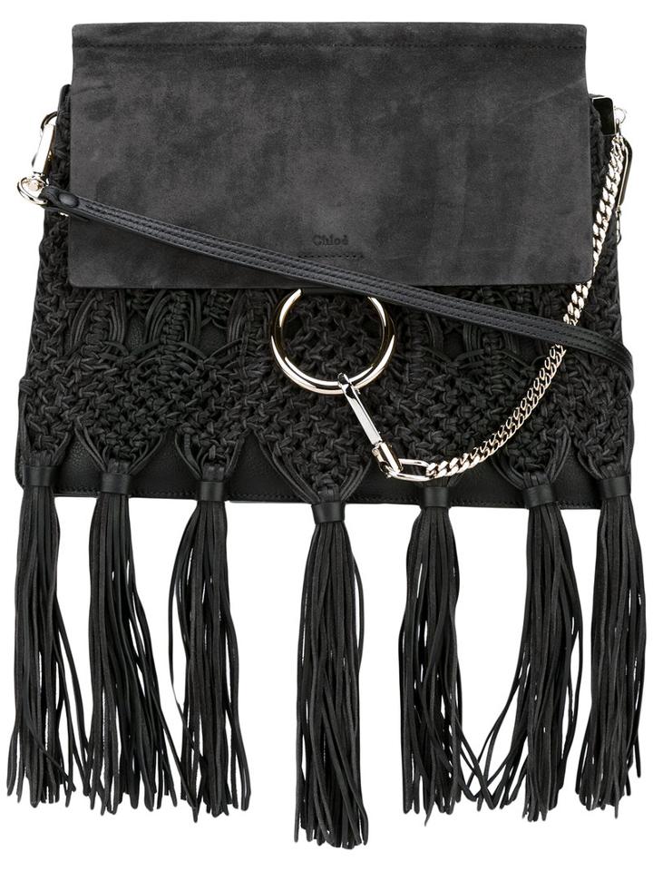 Chloé - Fringed Faye Shoulder Bag - Women - Calf Leather/calf Suede - One Size, Women's, Black, Calf Leather/calf Suede