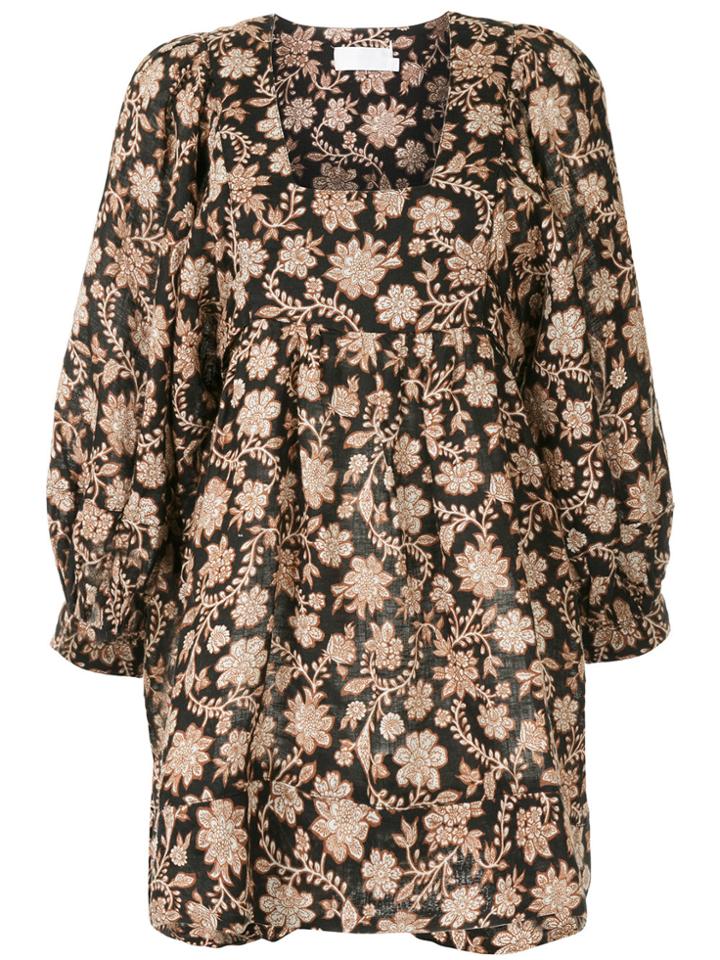 Zimmermann Floral Print Mini Dress - Brown