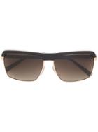 Gold And Wood Oversized Polarized Sunglasses - Black