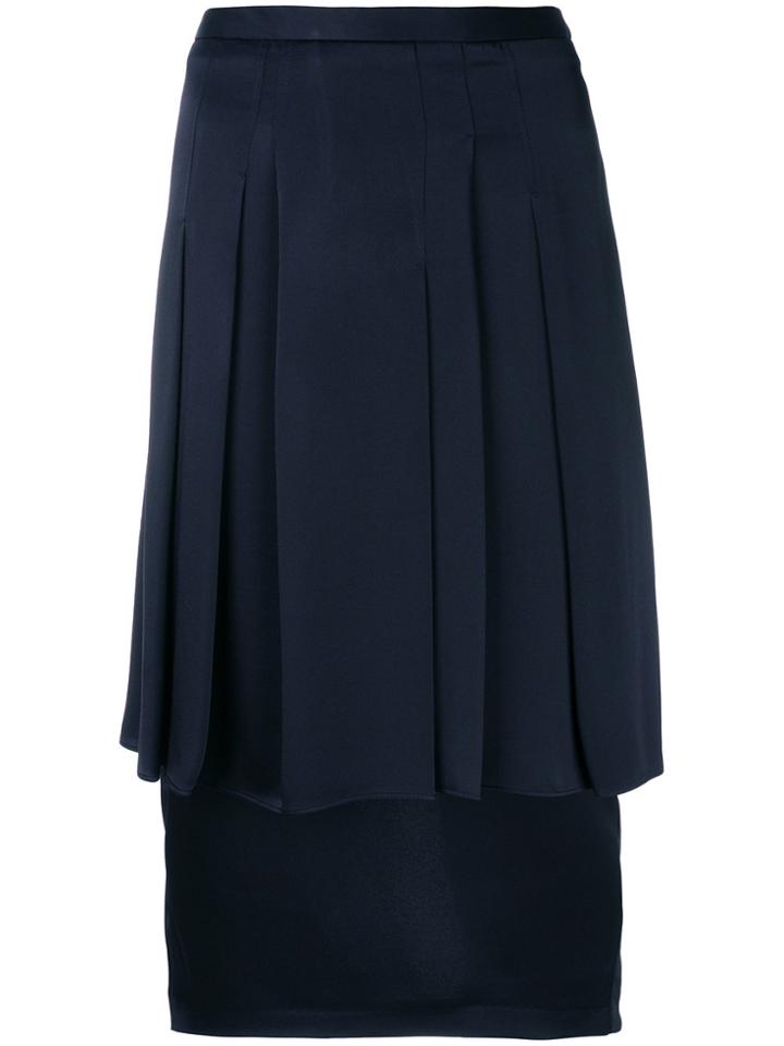Chalayan Pleated Layered Pencil Skirt - Blue