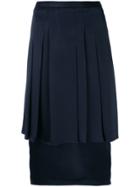 Chalayan Pleated Layered Pencil Skirt - Blue