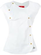 Vivienne Westwood Red Label Asymmetric Button Fitted Top, Women's, Size: 44, White, Cotton/polyamide/spandex/elastane