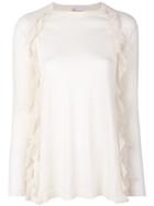 Red Valentino Frilled Knitted Blouse - White