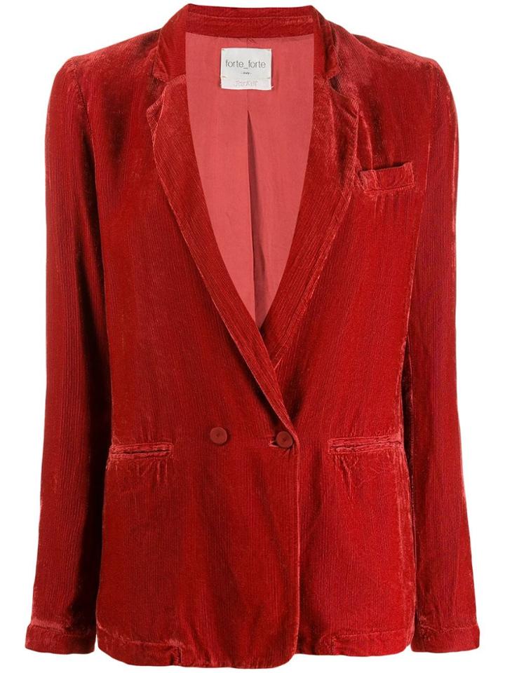 Forte Forte Ribbed Double-breasted Blazer - Red