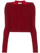 Shushu/tong Cable Knit Cropped Wool Cashmere-blend Cardigan - Red
