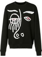 Haculla Abstract Face Print Sweatshirt - Black