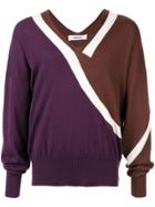 Sulvam Color-block Knit Sweater - Brown