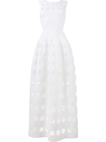 Alaïa Net Insert Atlas Long Dress, Women's, Size: 36, White, Viscose/polyester/polyamide/viscose