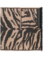 Alexander Mcqueen Tiger Print Fringed Scarf - Nude & Neutrals