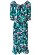 Saloni Floral Print Wrap Style Dress - Green