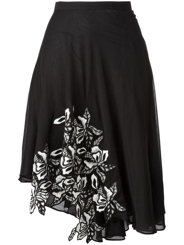 No21 Asymmetric Skirt, Women's, Size: 44, Black, Silk/cotton/polyester