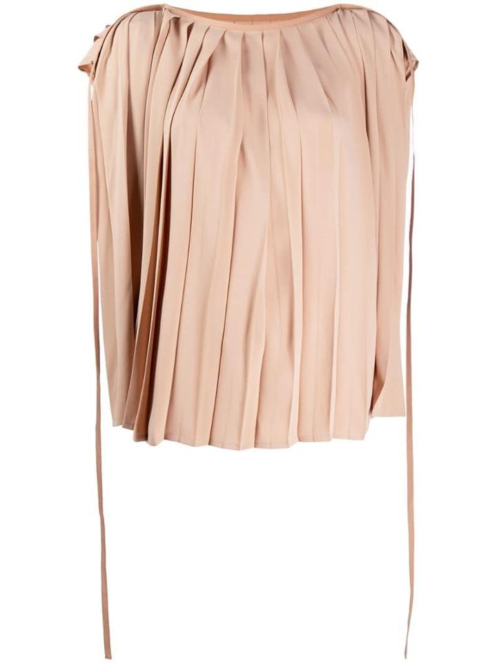 Mm6 Maison Margiela Pleated Cape Blouse - Neutrals