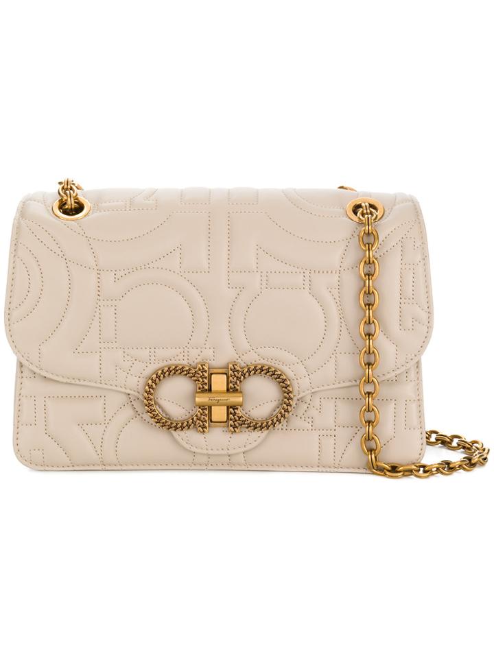 Salvatore Ferragamo Quilted Gancino Clutch - Nude & Neutrals