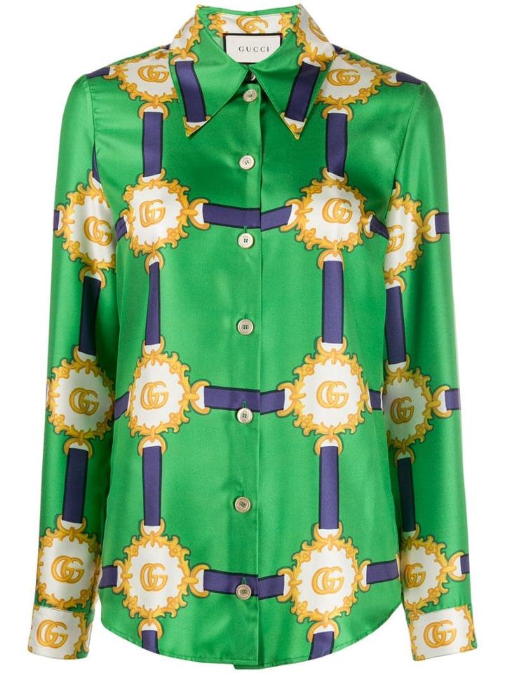 Gucci Harness-print Silk Shirt - Green