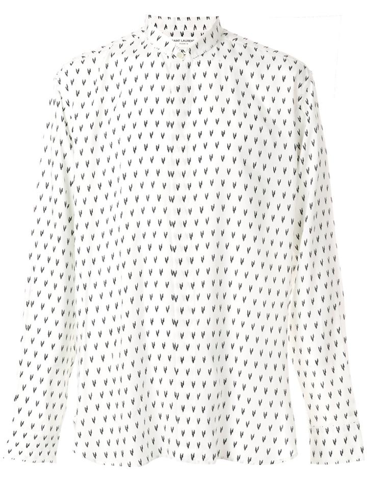 Saint Laurent Repilé Collar Ikat Print Shirt - White