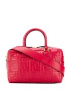 Fendi Embossed Ff Logo Tote - Red