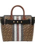 Burberry The Small Monogram Stripe E-canvas Tote Bag - Brown