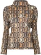 Issey Miyake Vintage Jewel Print Turtleneck Blouse - Multicolour