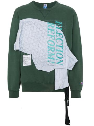 Election Reform Crew Neck Sweatshirt With Shirt Collage - Green
