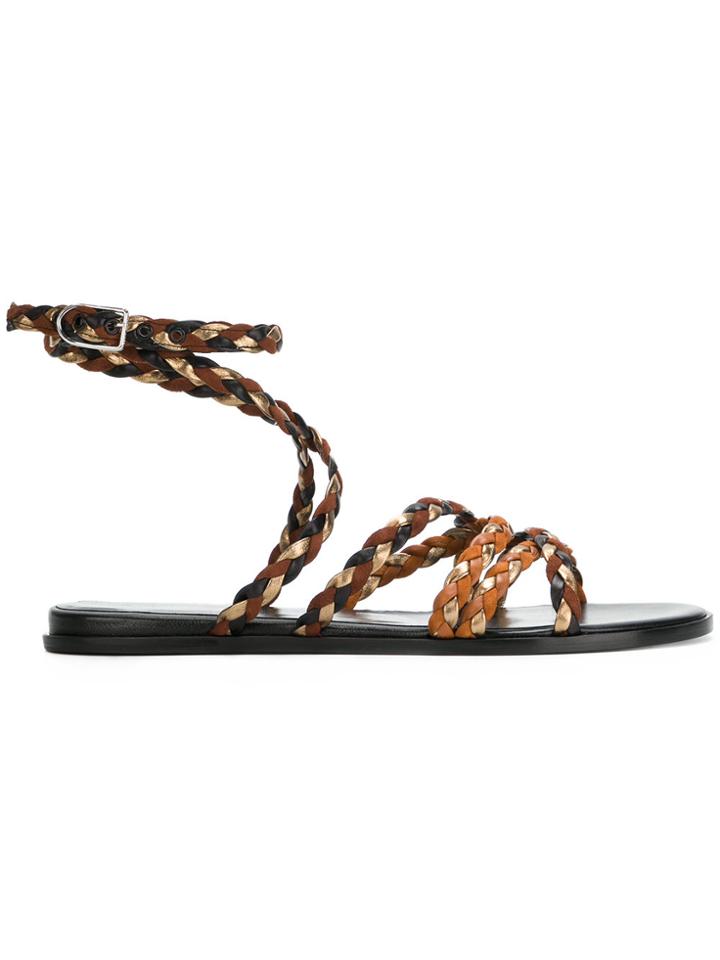 Sonia Rykiel Woven Side Buckle Sandals - Brown
