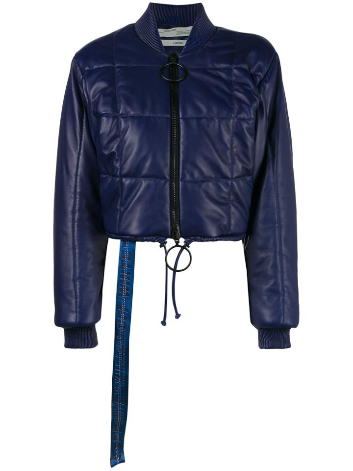 Off-white Cropped Quilted Bomber Jacket - Blue