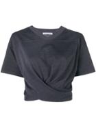 T By Alexander Wang Hem Knot Cropped T-shirt - Grey