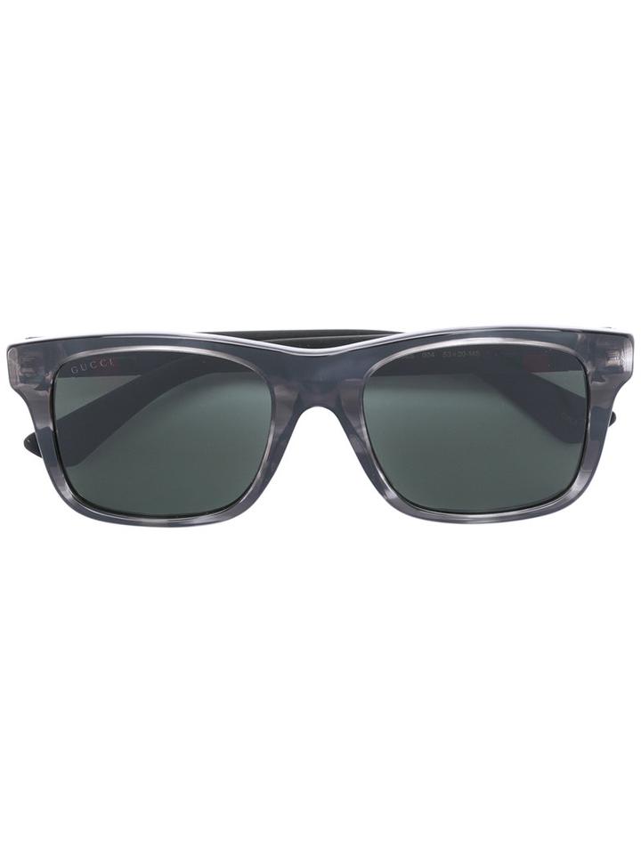 Gucci Eyewear Web Trim Wayfarer Sunglasses, Men's, Size: 53, Grey, Acetate/rubber