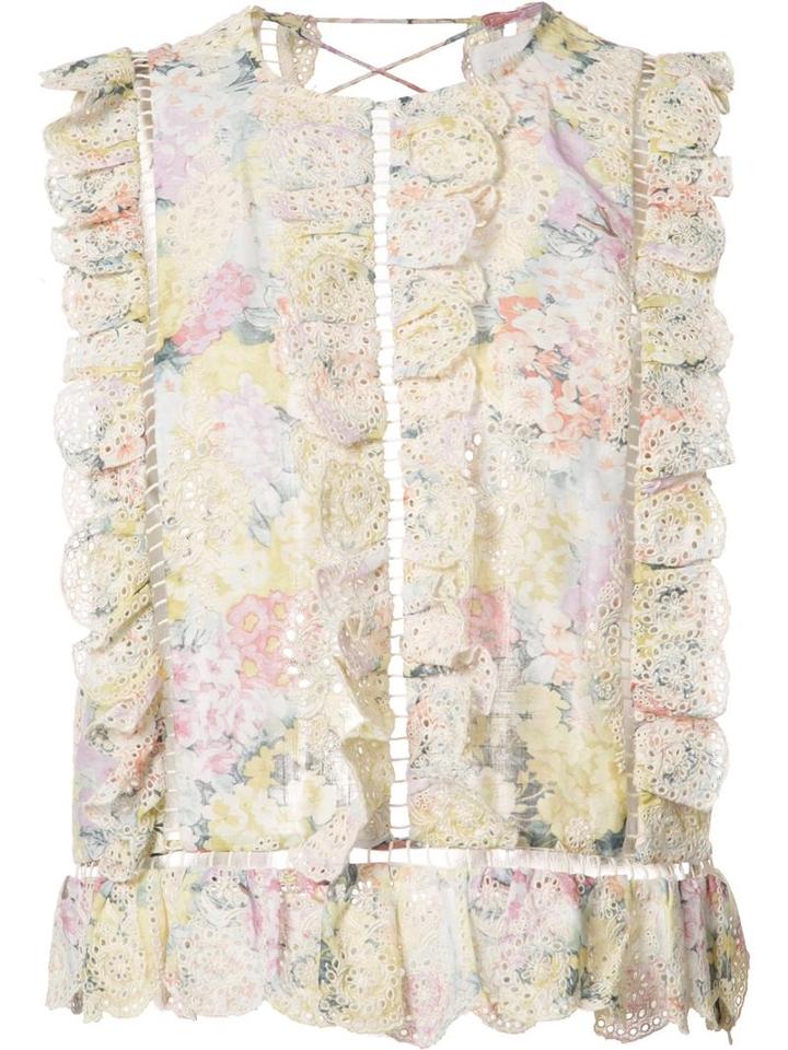 Zimmermann Scalloped Detail Tank, Women's, Size: 0, White, Cotton