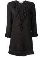 Iro Ruffled Placket Dress, Women's, Size: 40, Black, Viscose/cotton