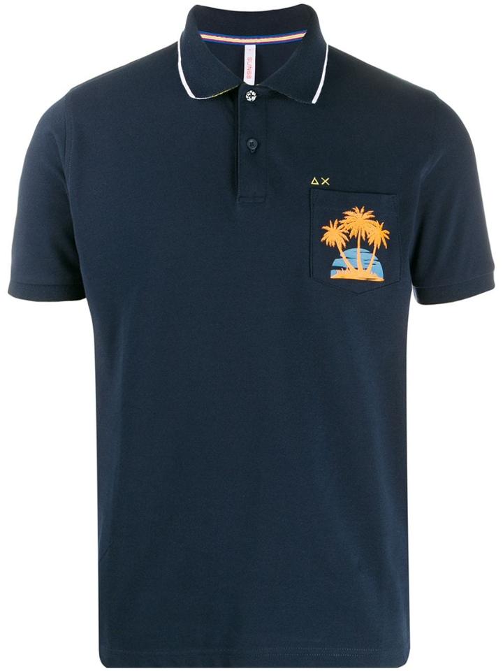Sun 68 Chest Pocket Polo Shirt - Blue
