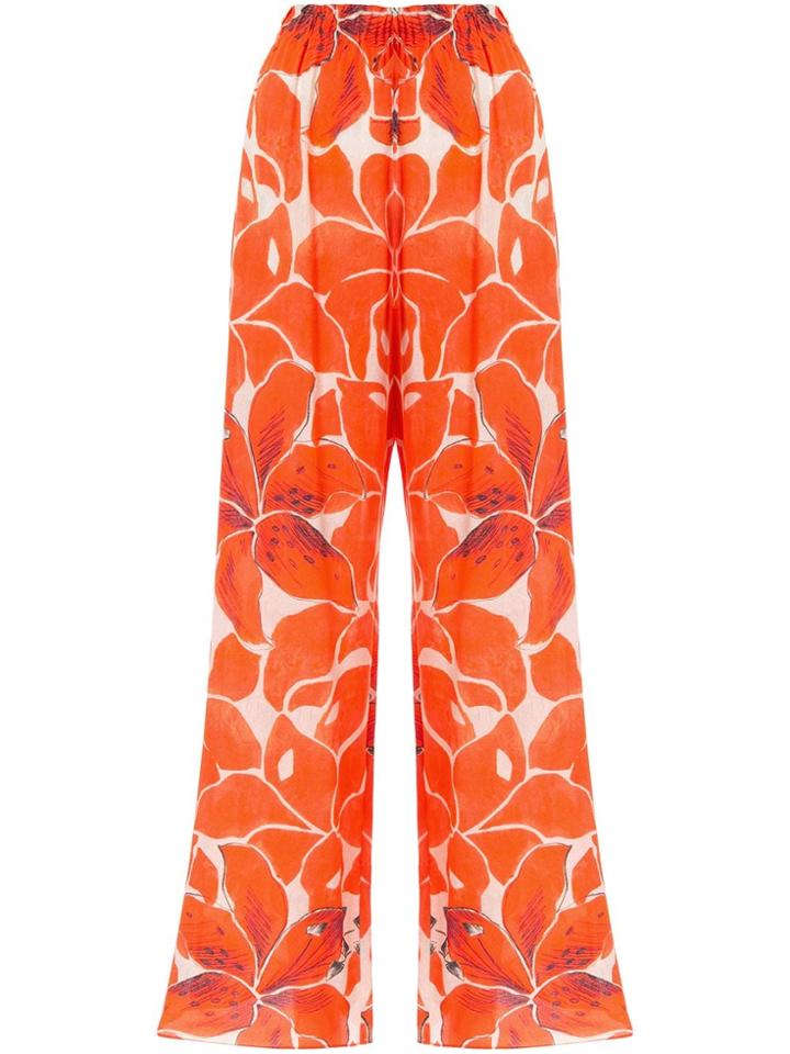 Kalmar Hibiscus Print Trousers - Orange