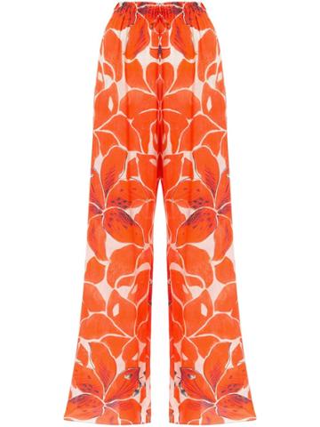 Kalmar Hibiscus Print Trousers - Orange