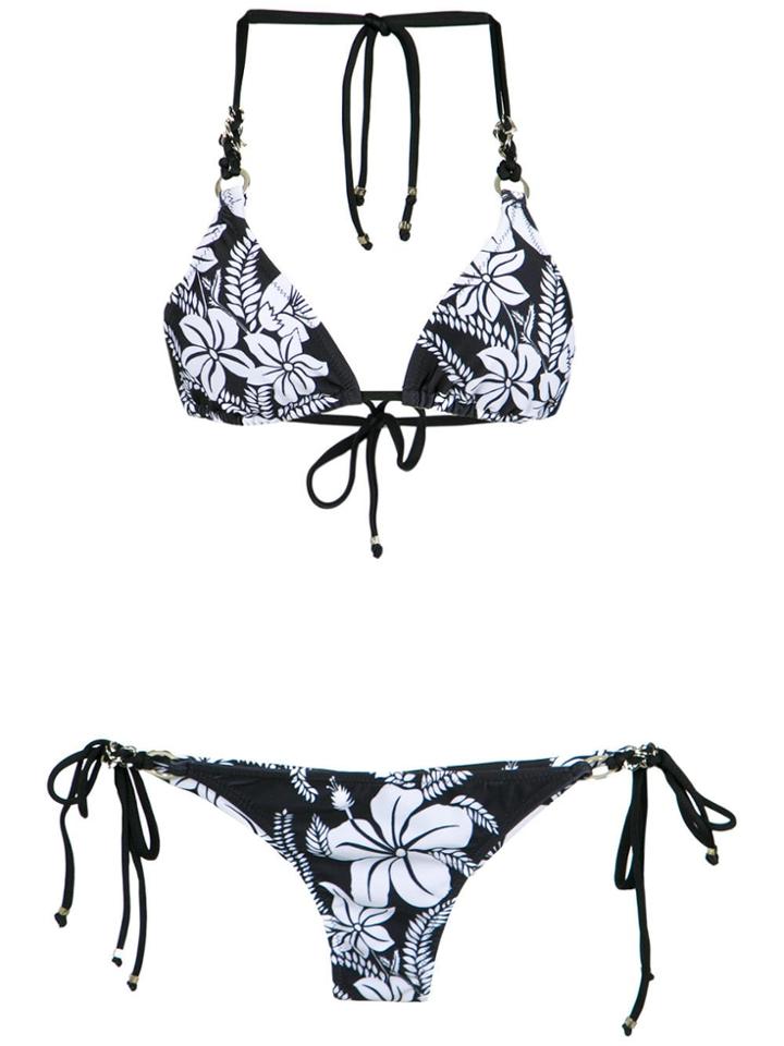 Amir Slama Floral Print Bikini Set - Preto