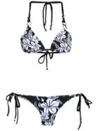 Amir Slama Floral Print Bikini Set - Preto