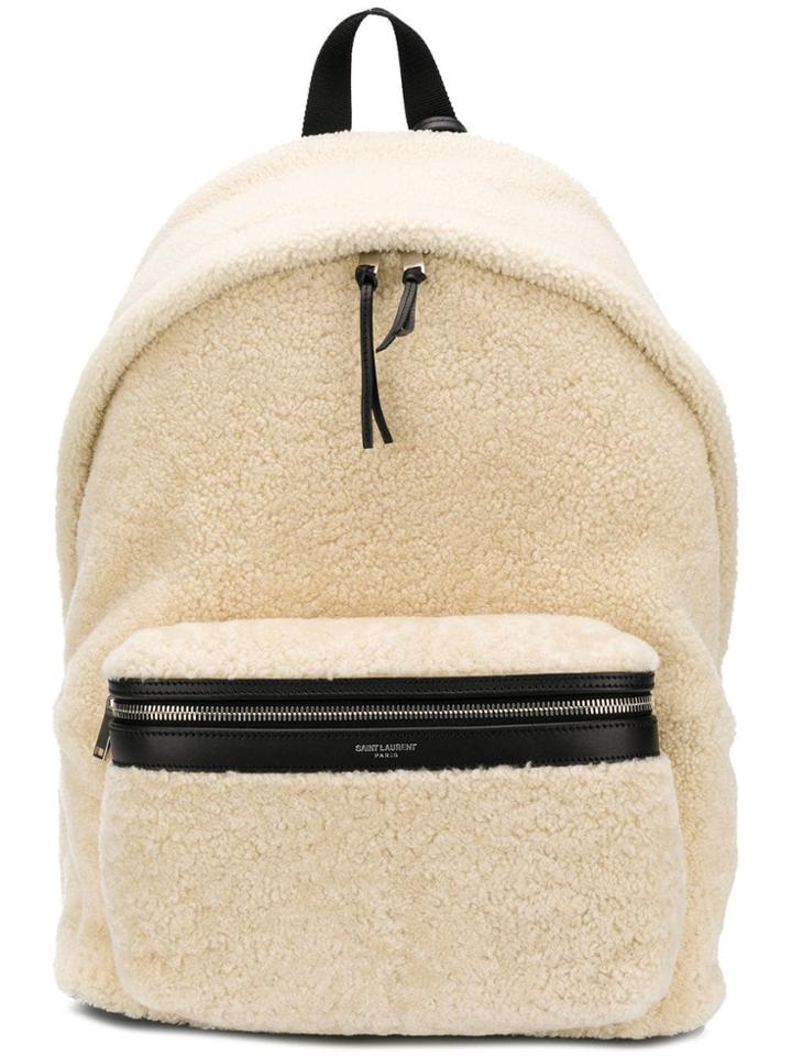 Saint Laurent Fleece Backpack - White