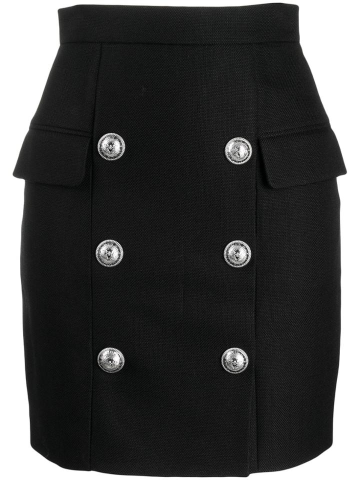 Balmain Button Detail High Waisted Skirt - Black