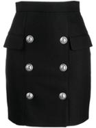 Balmain Button Detail High Waisted Skirt - Black