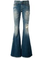 Faith Connexion Used Effect Flared Jeans, Women's, Size: 28, Blue, Cotton/spandex/elastane