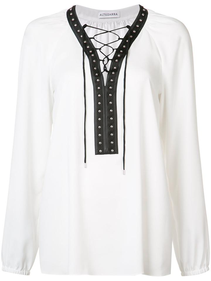 Altuzarra Lace-up Blouse, Women's, Size: 40, White, Polyester