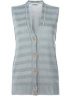 Christian Dior Vintage Knitted Striped Gilet - Grey