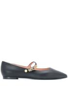 Moschino Pointed Leather Ballerinas - Black