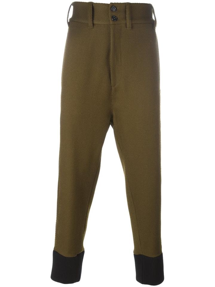 Ann Demeulemeester Drop Crotch Pants, Men's, Size: Large, Green, Cotton/virgin Wool