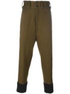 Ann Demeulemeester Drop Crotch Pants, Men's, Size: Large, Green, Cotton/virgin Wool