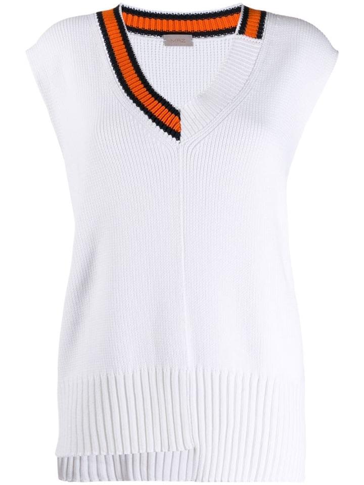 Mrz Asymmetric Knit V-neck Vest - White