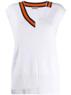 Mrz Asymmetric Knit V-neck Vest - White