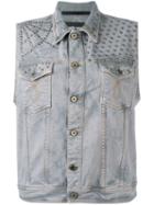 Just Cavalli - Sleeveless Denim Jacket - Men - Cotton/spandex/elastane/aluminium - 48, Grey, Cotton/spandex/elastane/aluminium