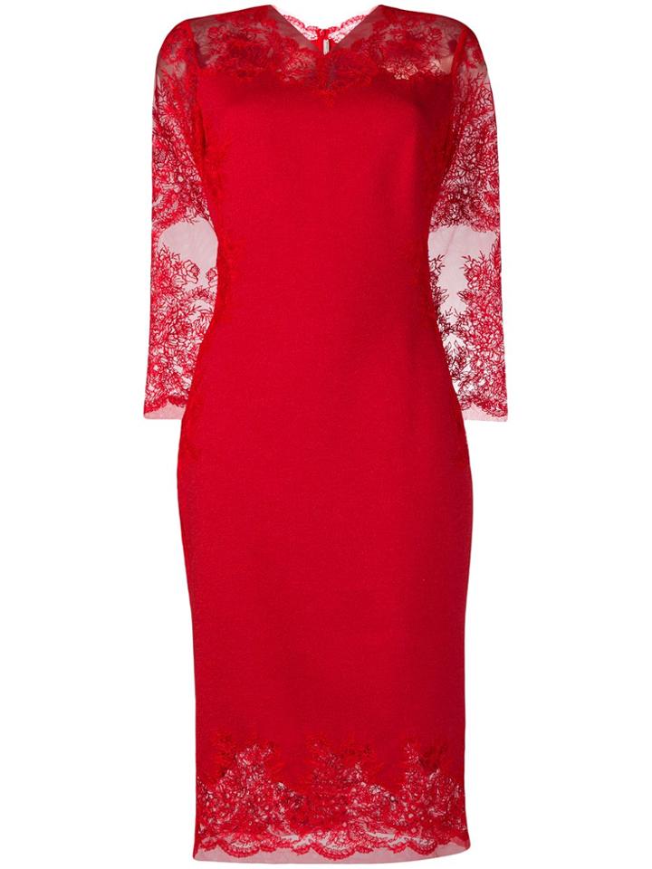 Ermanno Scervino Lace Midi Dress - Red