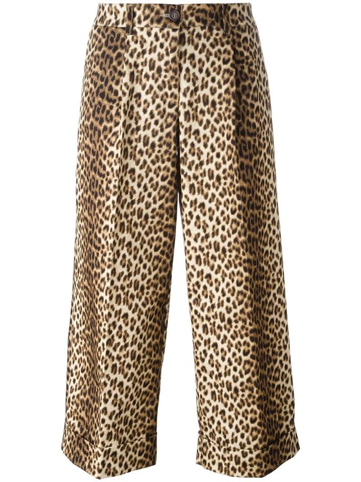 P.a.r.o.s.h. Leopard Print Cropped Trousers, Women's, Size: Medium, Nude/neutrals, Cotton/spandex/elastane