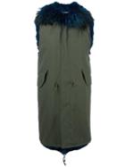 Furs66 'murmansky' Sleeveless Parka, Women's, Size: 42, Green, Cotton/raccoon Dog/coyote Fur