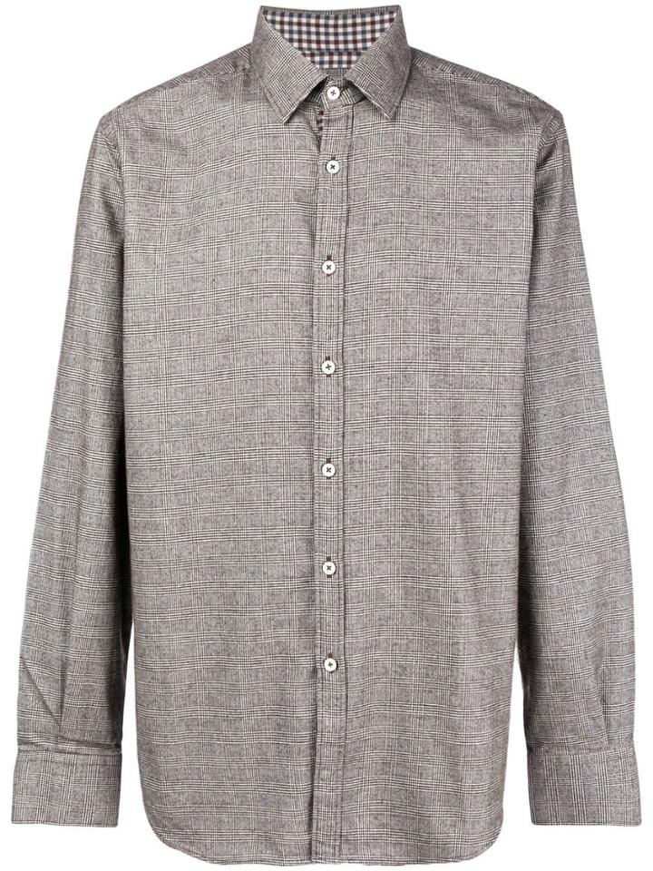 Canali Classic Plaid Shirt - Nude & Neutrals